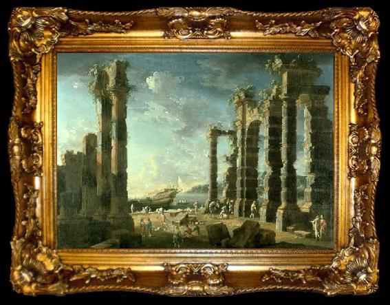 framed  Leonardo Coccorante Port of Ostia in Calm Weather, ta009-2
